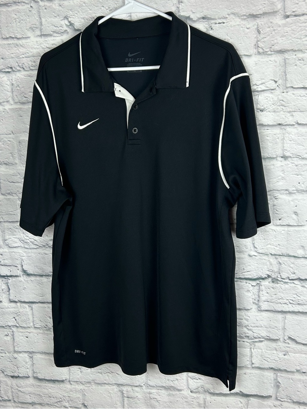 Nike Dri-FIT Polo Shirt XL Black White Athletic Golf Performance Polo